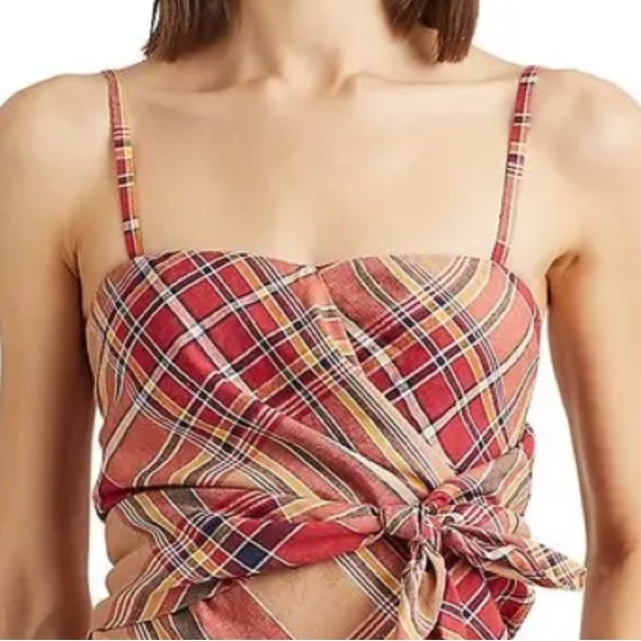RALPH LAUREN Coleta Knotted Madras Crop Top Ralph Lauren Collection - Picture 2 of 11